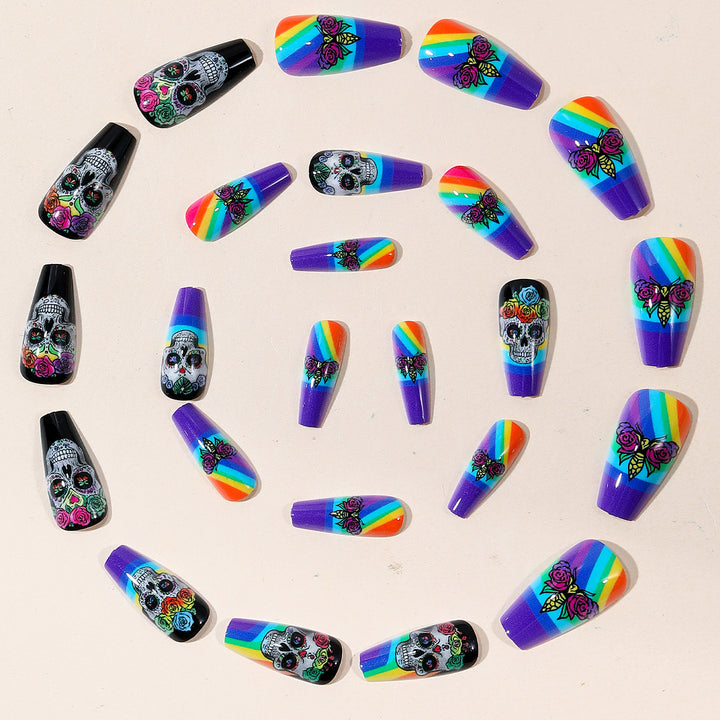 Skull-Themed Artistic Nail Art Extensions Kalsten