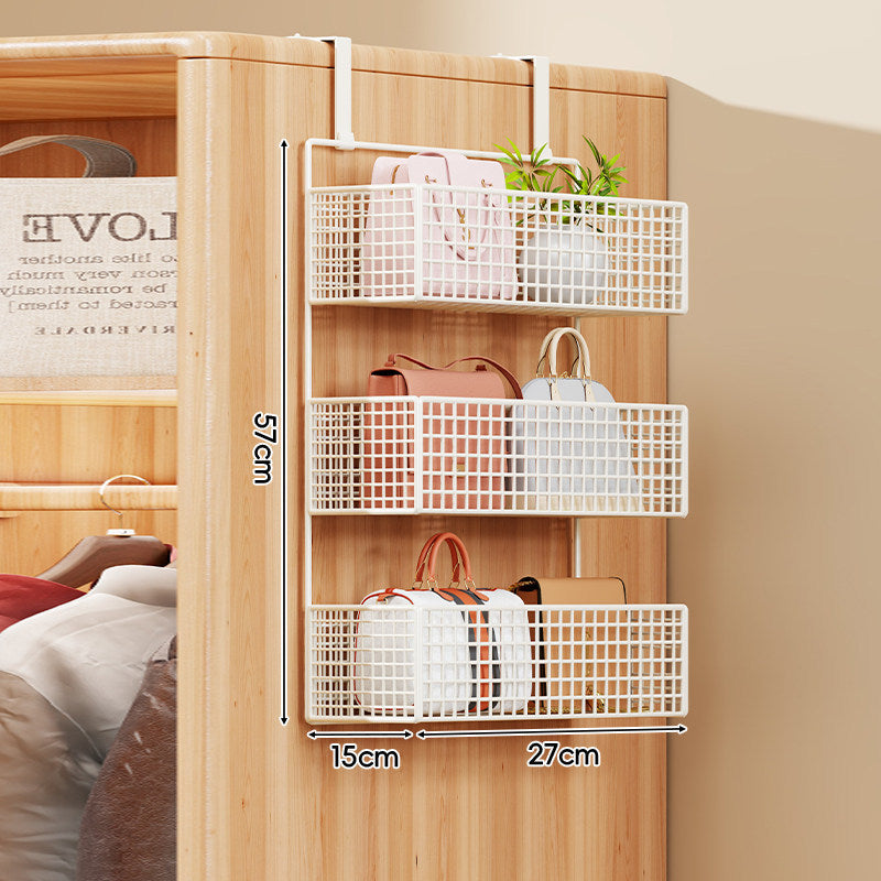 Over-the-Door Multi-Tier Metal Grid Hanging Storage Organizer