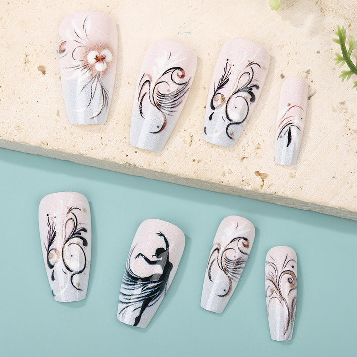Elegant artificial nails with floral designs Kalsten