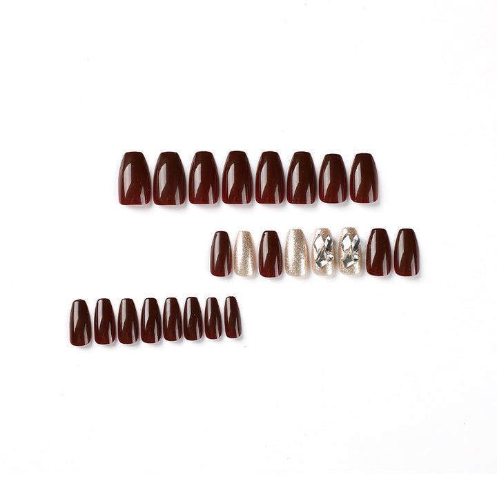Artfully designed Gel nails with rhinestone decorations Kalsten