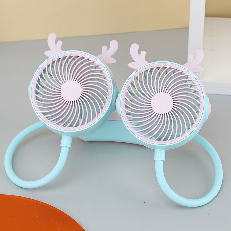 Ladies Portable Neck Fan with Flexible Mount and Dual Fan System Kalsten