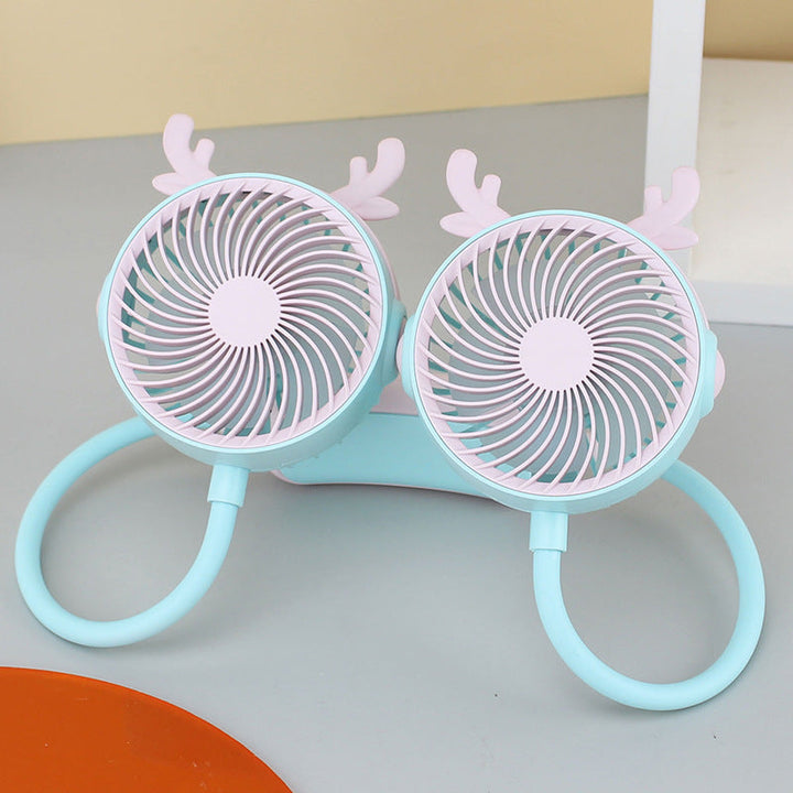 Ladies Portable Neck Fan with Flexible Mount and Dual Fan System Kalsten