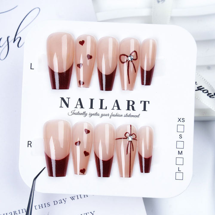 Artistic Stiletto Press-On Nail Set with Floral Embellishments Kalsten