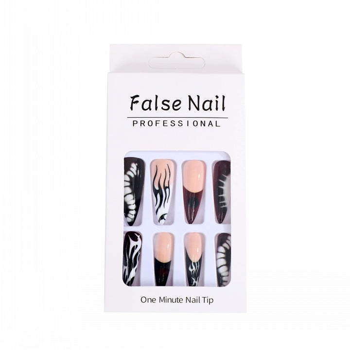 Artificial nails with creative black-and-white pattern Kalsten
