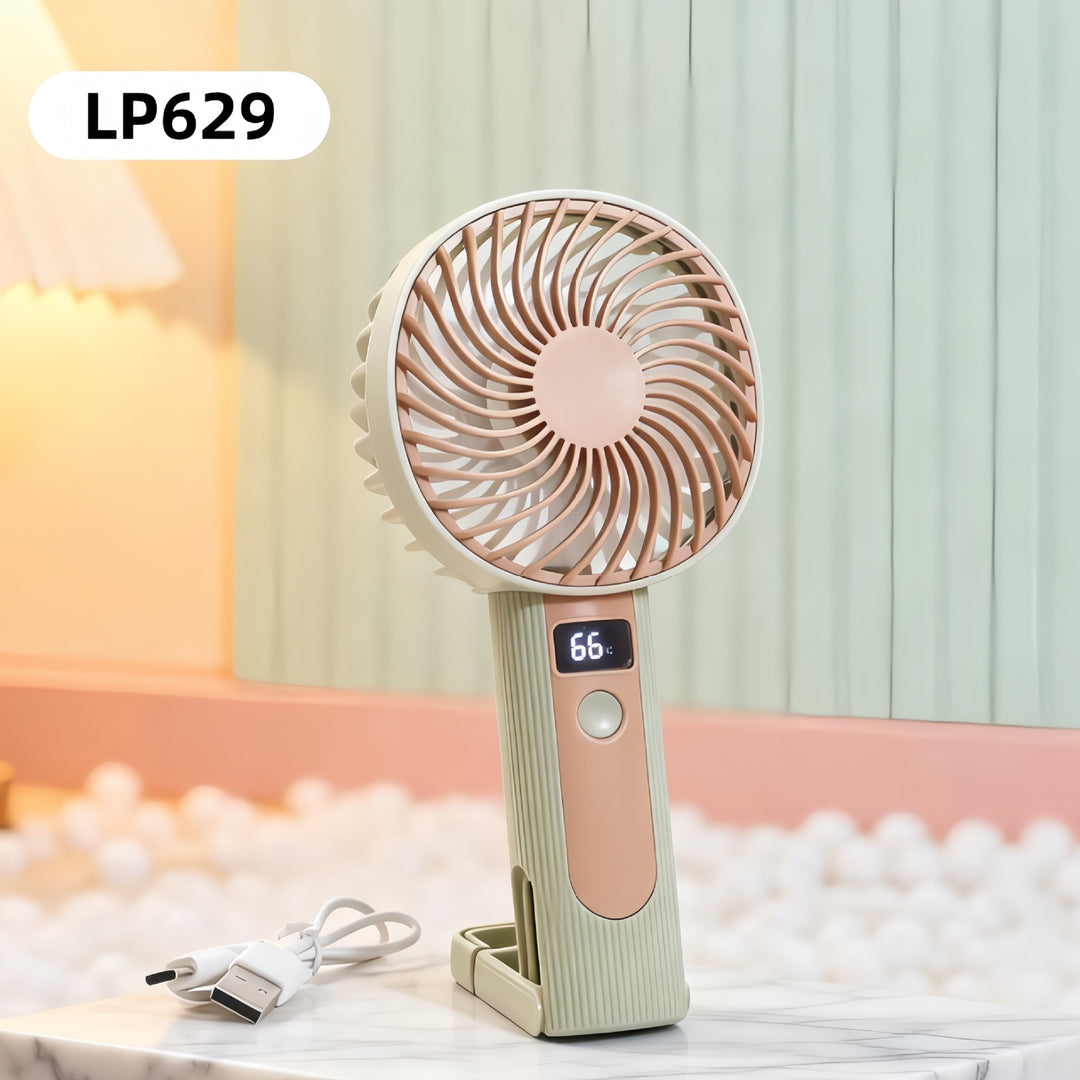 Ladies Portable Hand Fan with LCD Display and USB Charging Function Kalsten