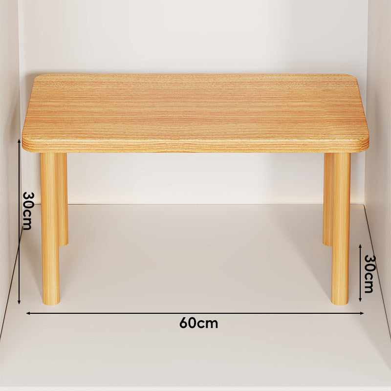 Height-Adjustable Rectangular Wooden Riser Table with Detachable Round Legs