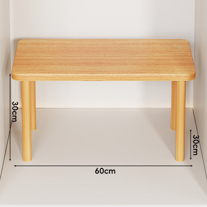 Height-Adjustable Rectangular Wooden Riser Table with Detachable Round Legs