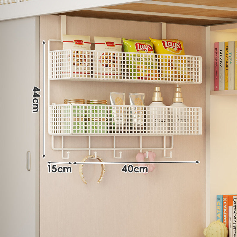 Wall-Mounted Grid Mesh Stacked Tiered Pantry and Bathroom Storage Baskets