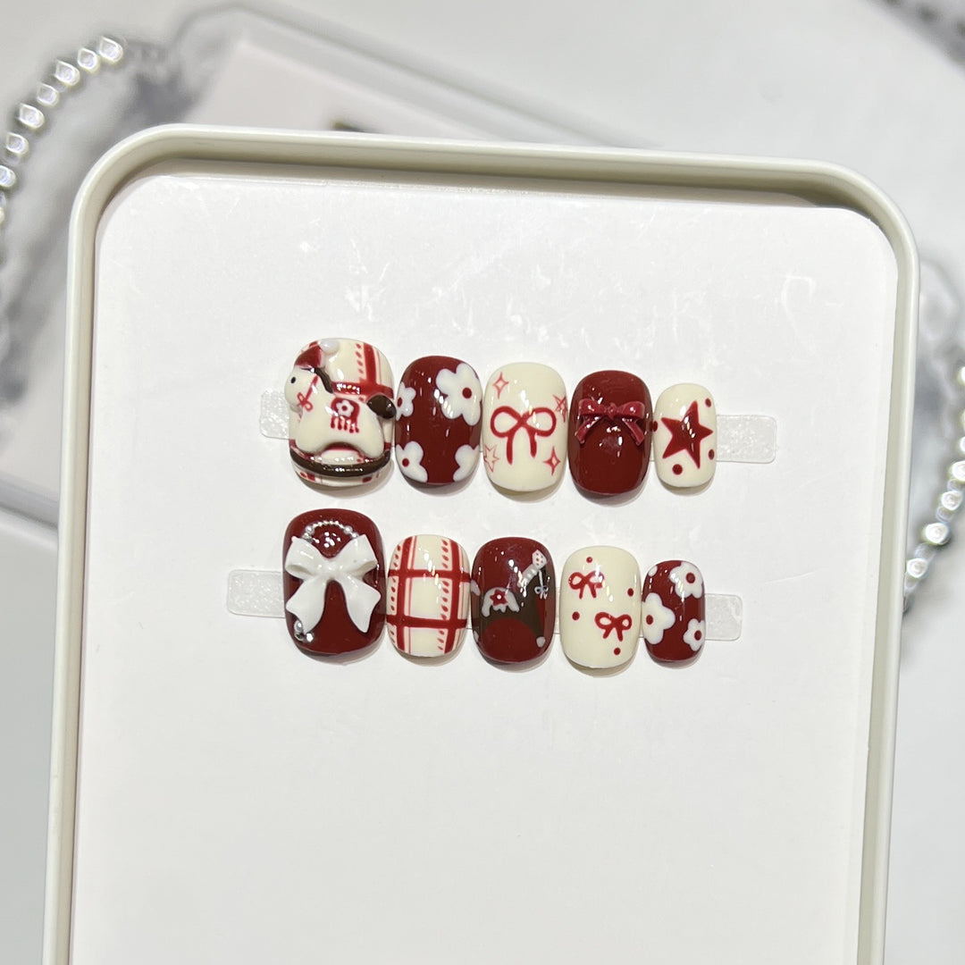 Decorative Press-On Nail Art Set with Unique Patterns Kalsten