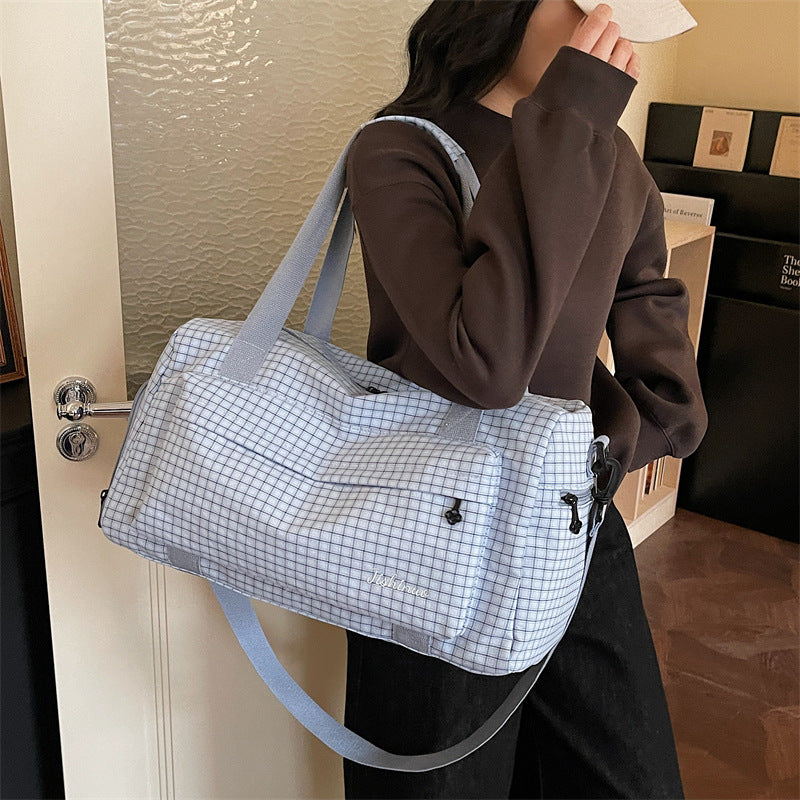 Grid Patterned Travel Duffel Bag Kalsten