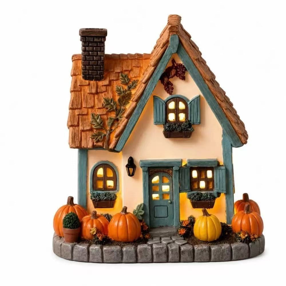 Decorative Autumn-Themed House Figurine Kalsten