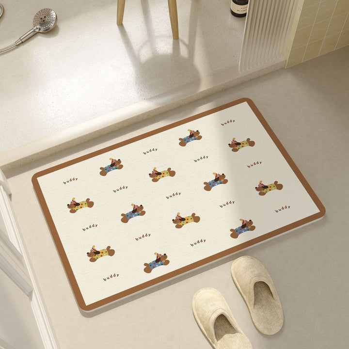 Playful Cartoon Dog-Themed Bath Mat Kalsten