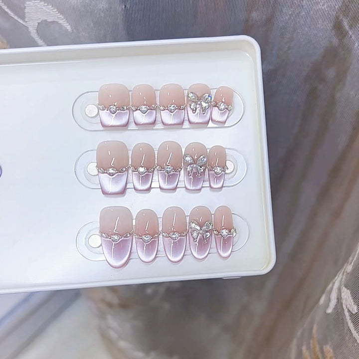 Elegant Press-On Nail Art Set with Butterfly Accents Kalsten