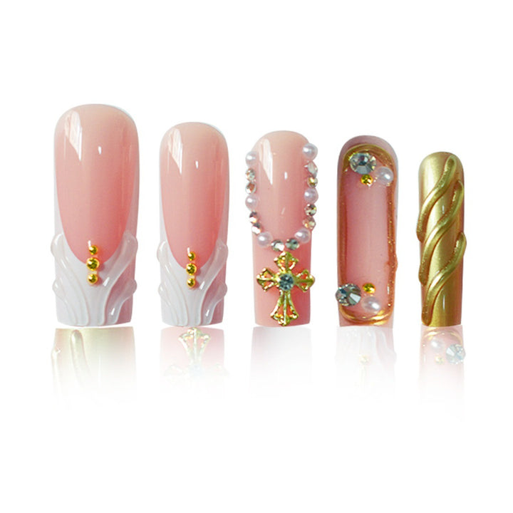 Luxury 3D Decorative Press-On Nails with Gem Accents Kalsten