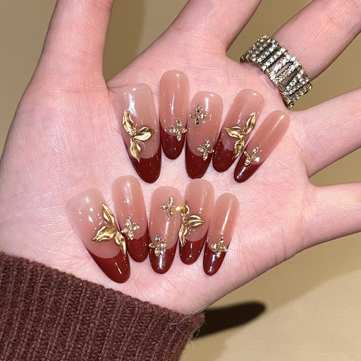 Artificial nails with luxurious flower and glitter elements Kalsten