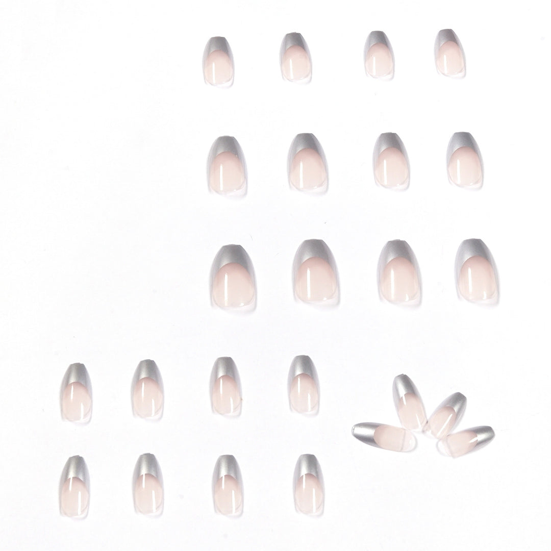 Artificial stiletto nails with glitter accents and elegant French tip Kalsten