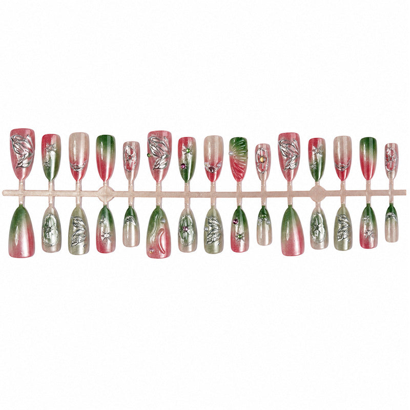 Decorative Press-On Nail Art Set with Botanical Inspirations kalsten