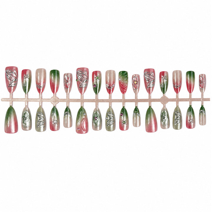 Decorative Press-On Nail Art Set with Botanical Inspirations kalsten