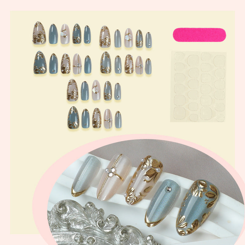Decorative Press-On Nail Collection with Floral Accents kalsten