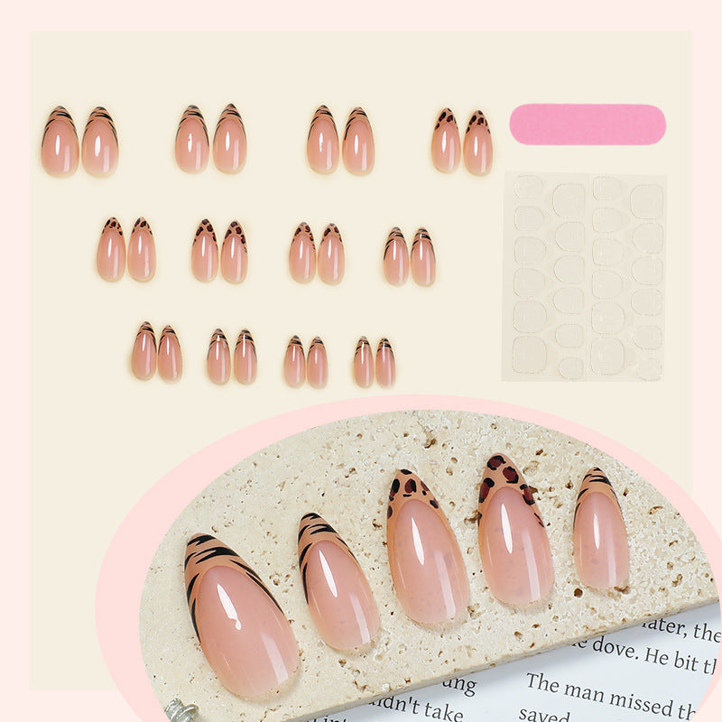 Artificial nail set with elegant leopard and ombre designs Kalsten