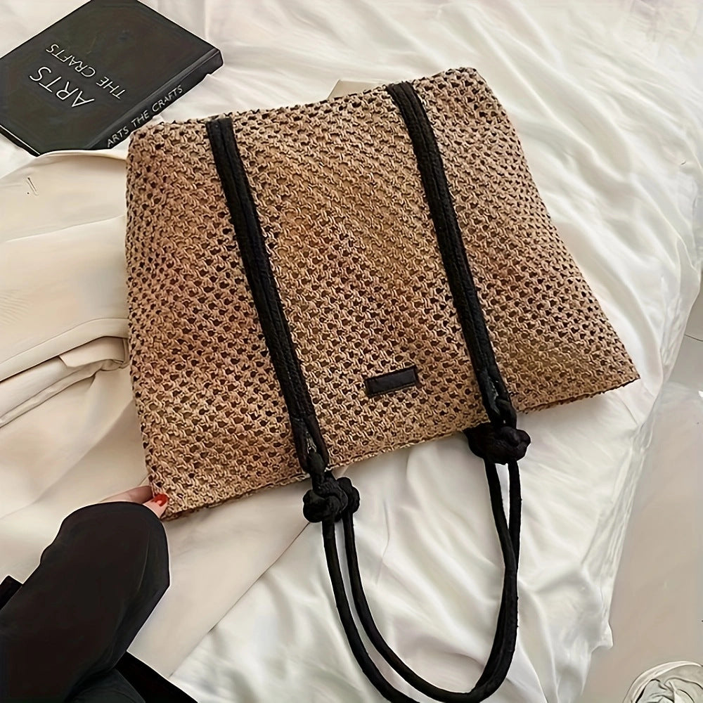 Spacious straw shopping bag with sturdy carry handles Kalsten