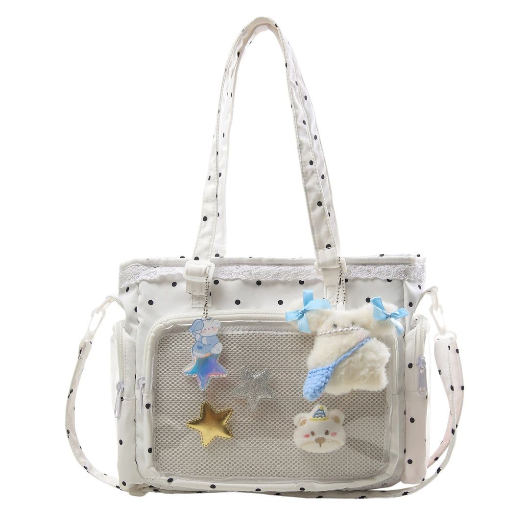 Handbag with Transparent Compartment Division and Playful Application Design Kalsten