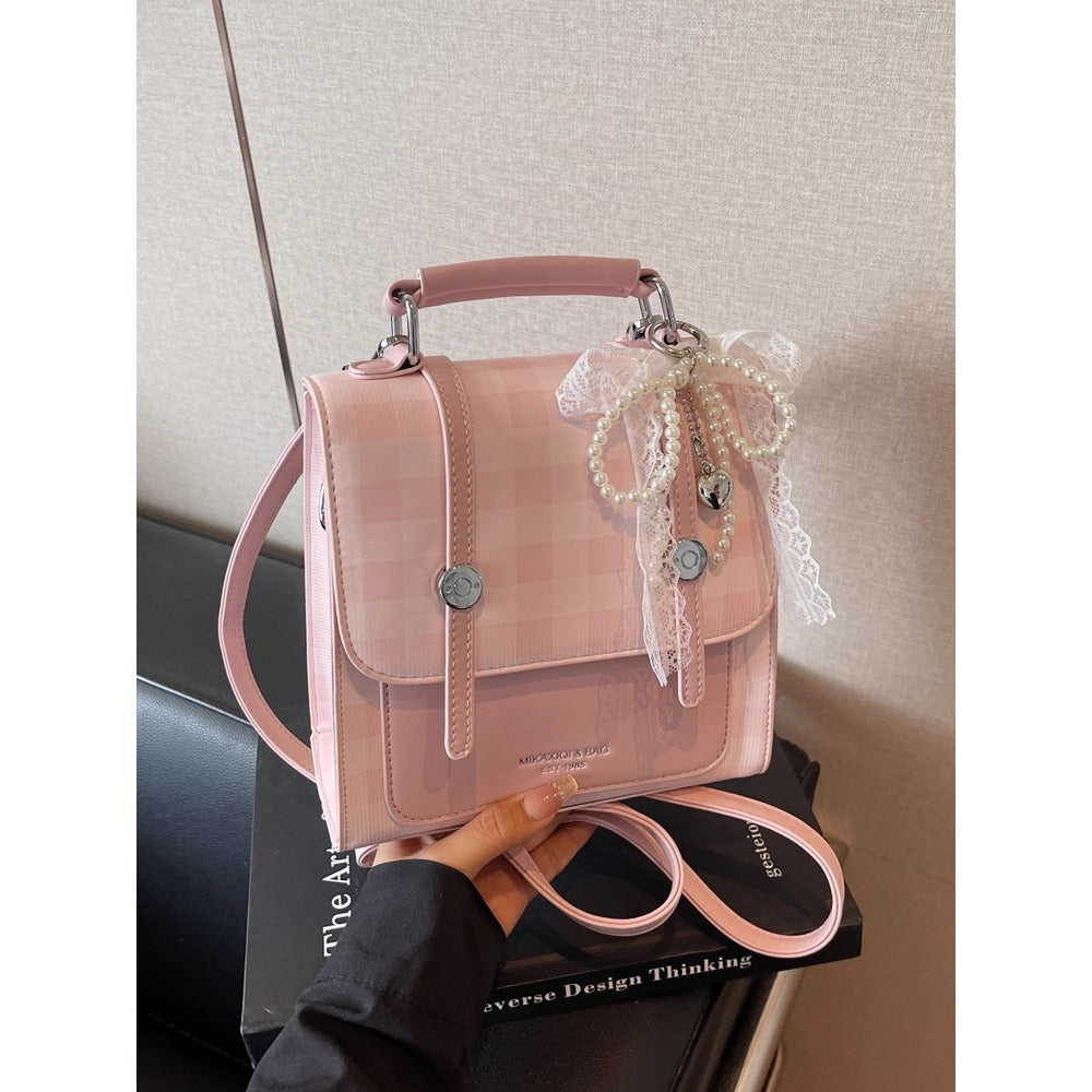 Stylish Checkered Mini Satchel Bag Kalsten