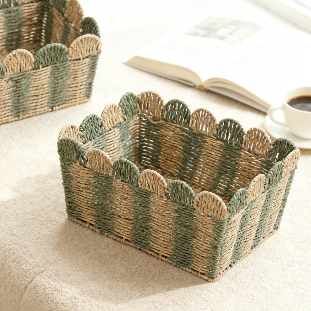 Decorative storage basket made of woven material Kalsten
