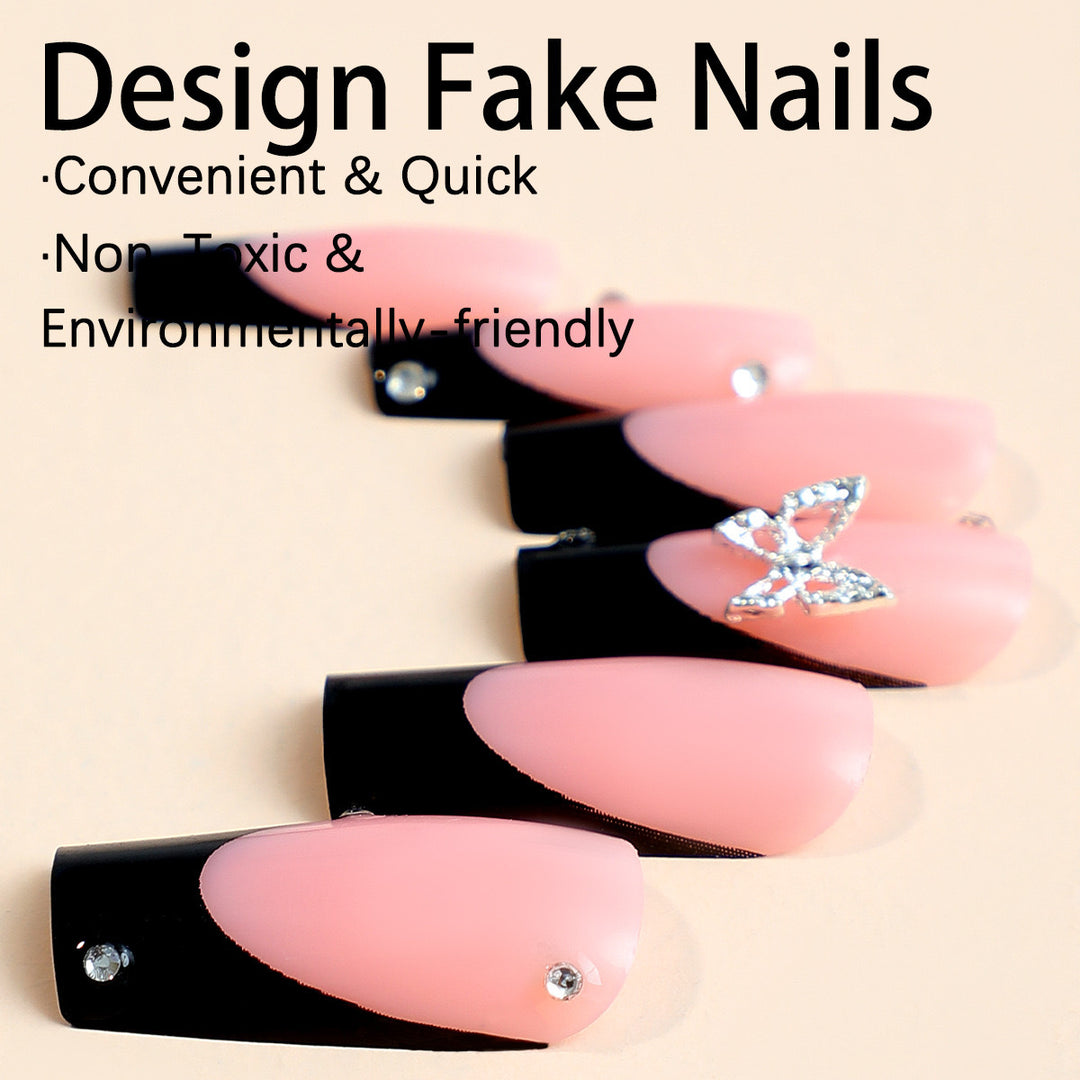 Acrylic nail set with elegant rhinestone details and modern designs Kalsten