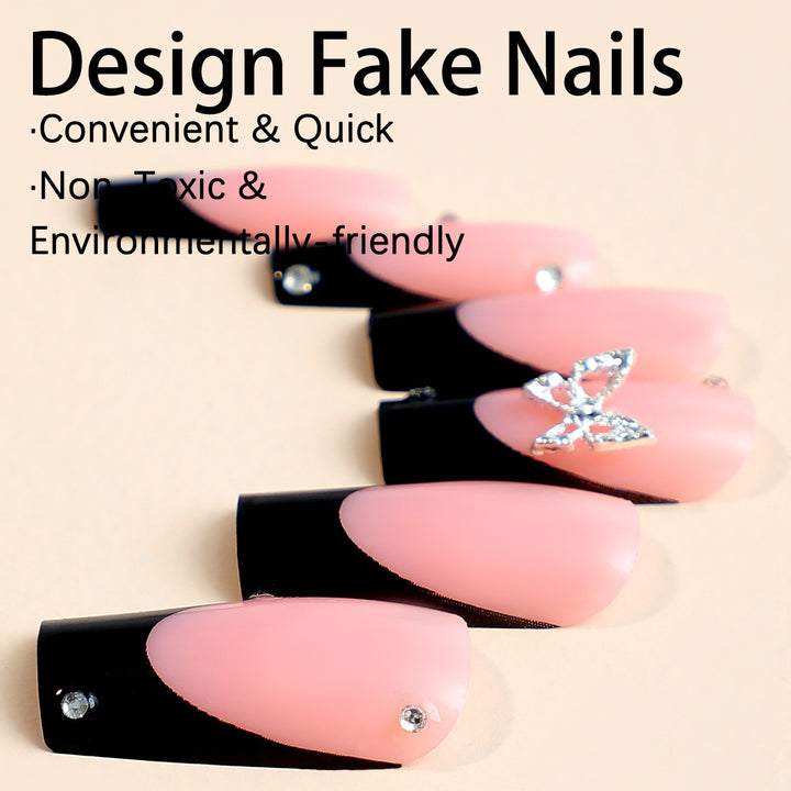Acrylic nail set with elegant rhinestone details and modern designs Kalsten