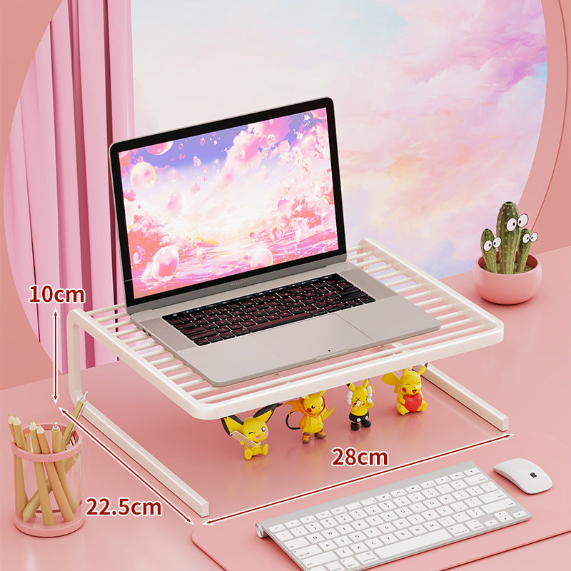 Two Tier Adjustable Metal Laptop and Monitor Riser with Ventilated Slatted Shelves
