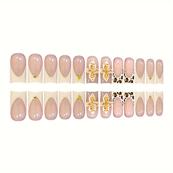 Artistic Floral and Animal Print Press-On Nail Art Kalsten