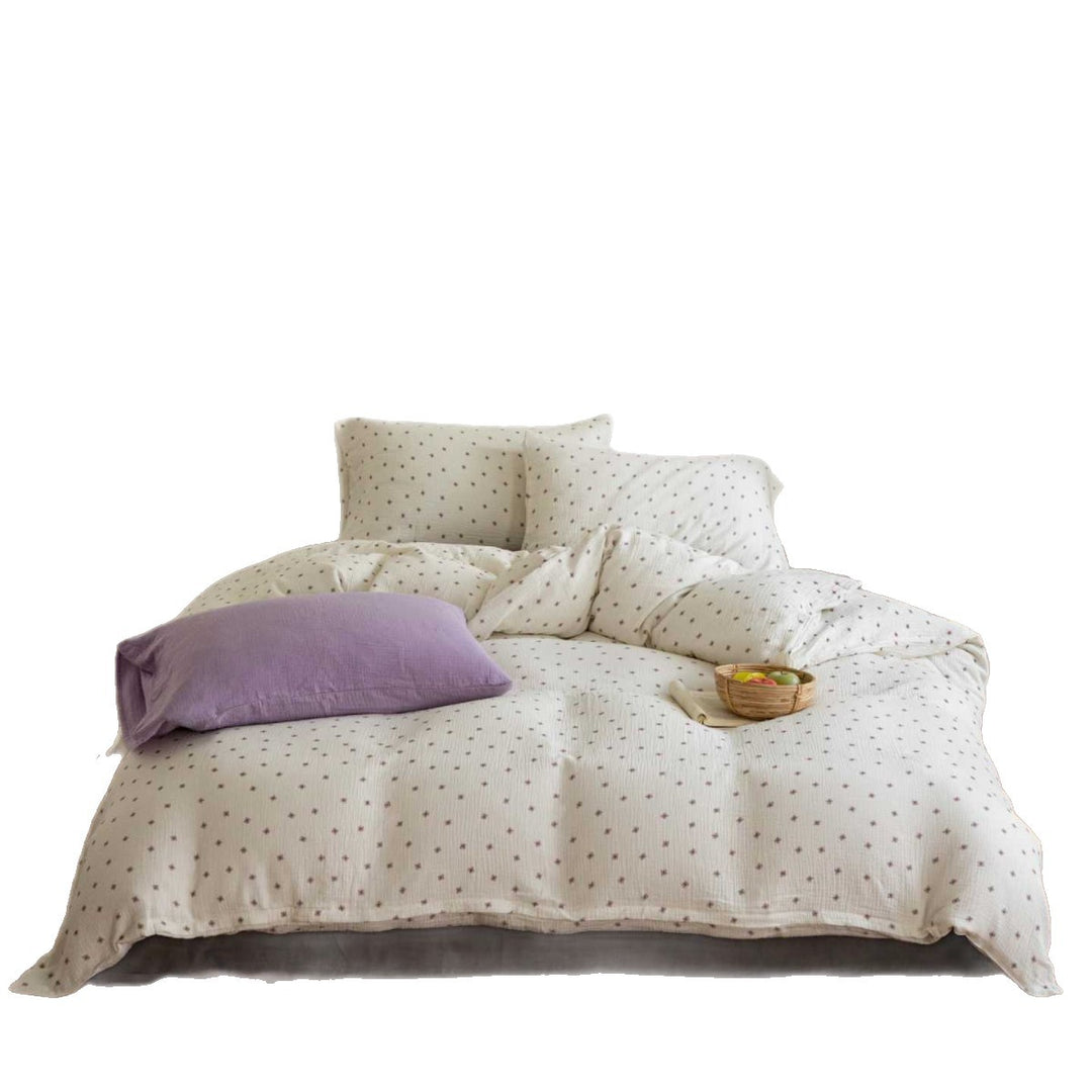 Soft double gauze bedding set with small floral all-over print and reversible function