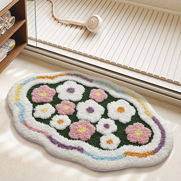 Textured Floral Bath Mat Kalsten