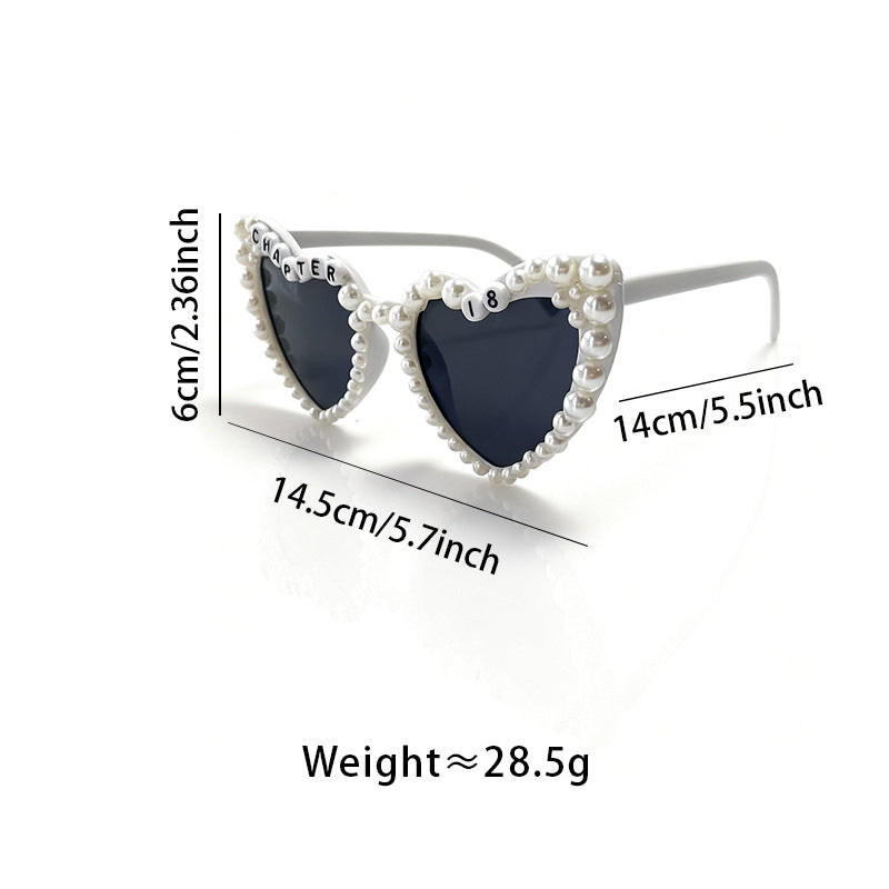 Pearl-Accented Heart-Shaped Sunglasses Kalsten