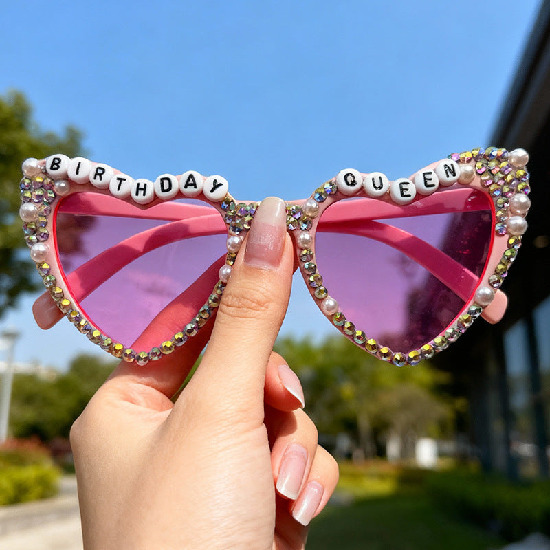 Decorative Rhinestone-Embellished Heart-Shaped Sunglasses Kalsten