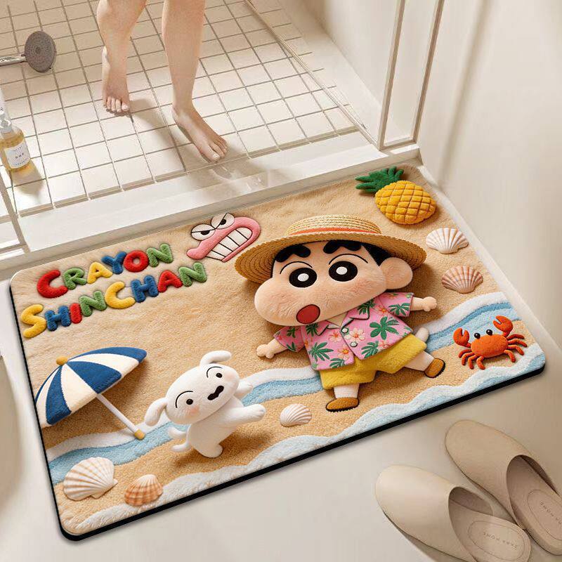 Playful cartoon-themed bath mat