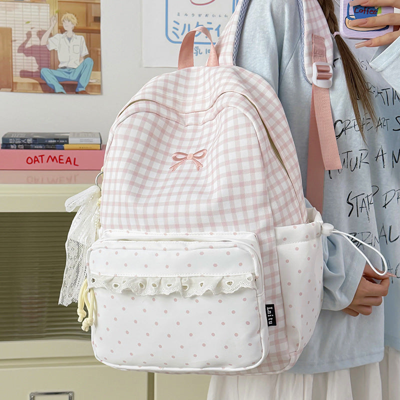 Playful Gingham Print School Backpack Kalsten