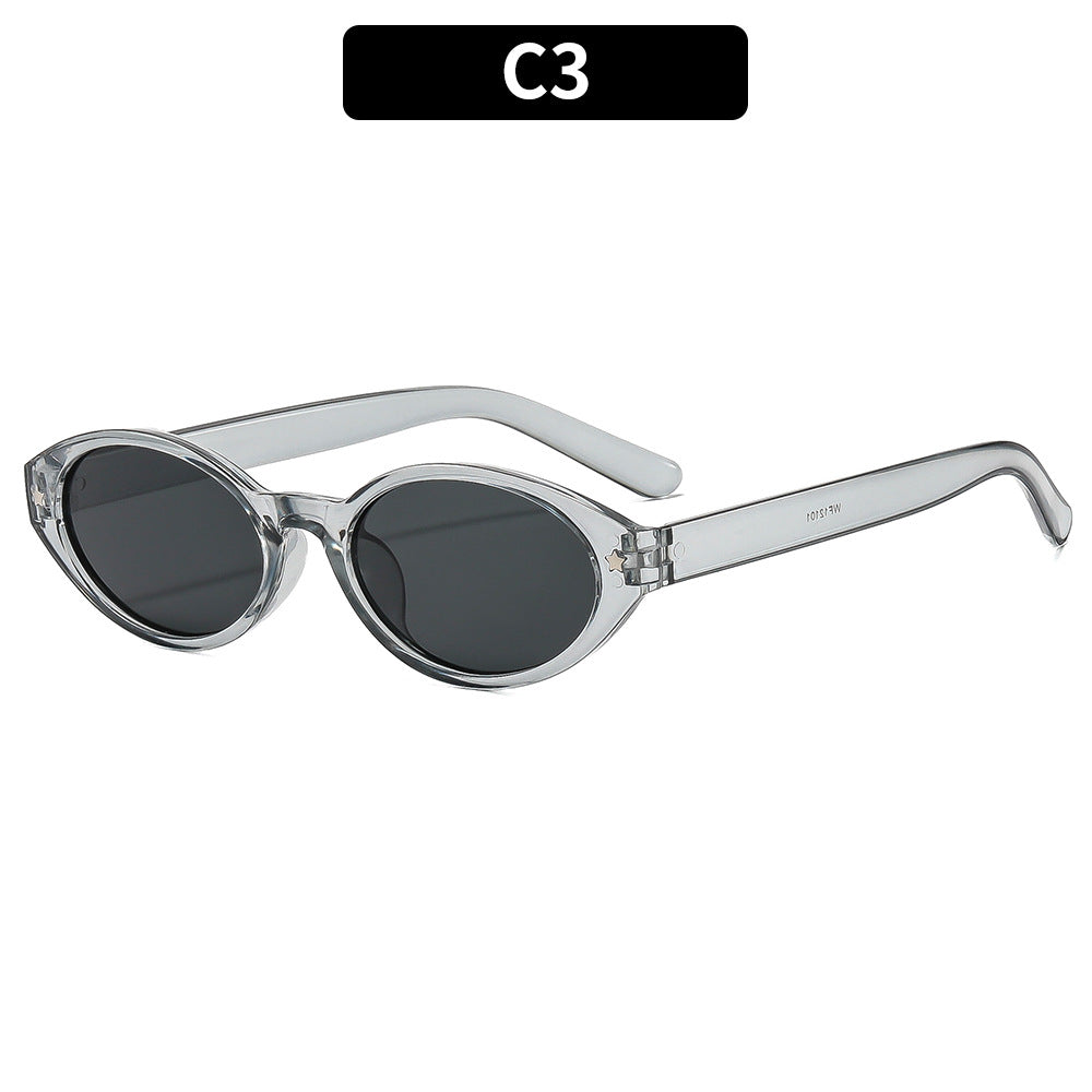 Vintage-Inspired Oval Frame Sunglasses