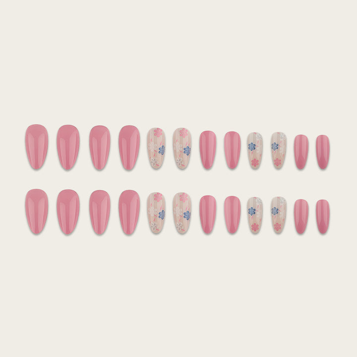 Artful Nail Extensions with Flower Pattern Kalsten