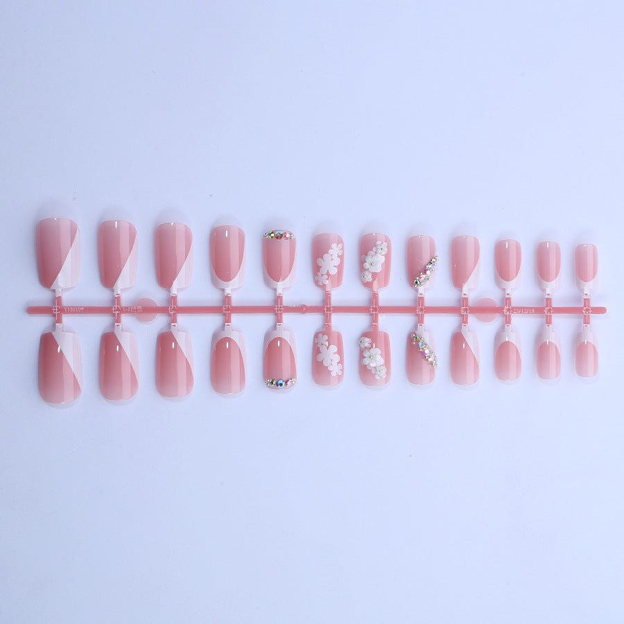 Elegant Floral-Embellished Press-On Nail Art Set Kalsten