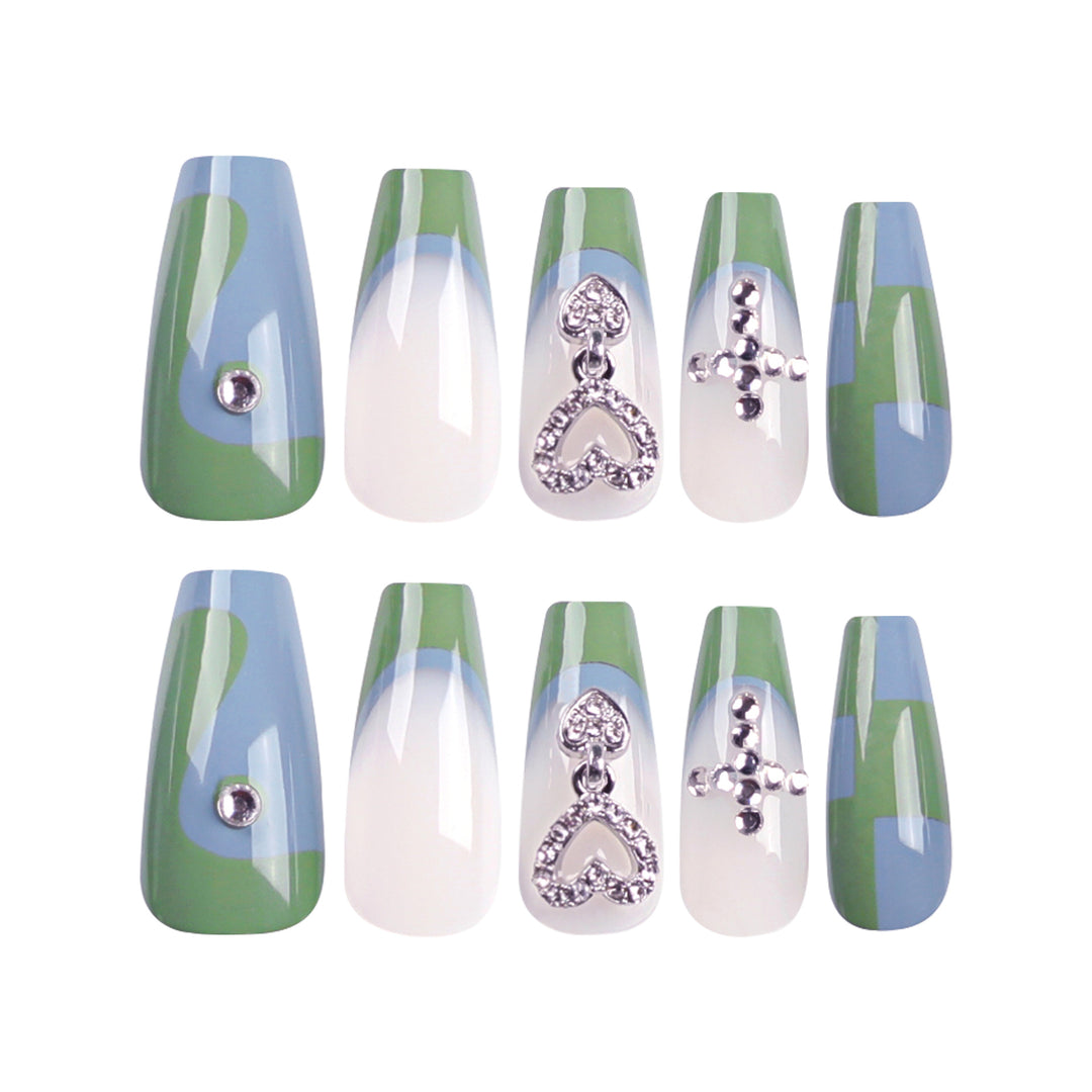 Artistic nail extensions with decorative jewelry effect Kalsten