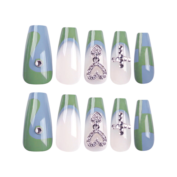 Artistic nail extensions with decorative jewelry effect Kalsten