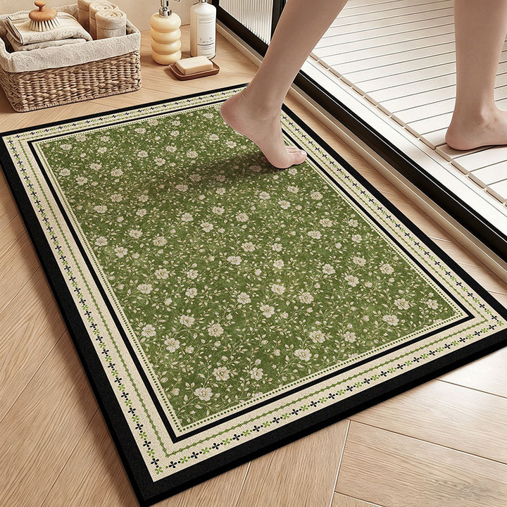 Vintage Botanical Floral Bath Mat