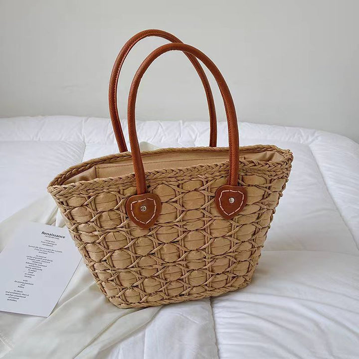 Handcrafted basket bag with elegant leather accents Kalsten