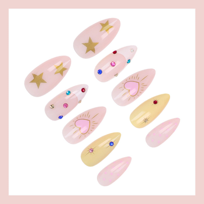 Acrylic nail set with stylish heart and star designs Kalsten