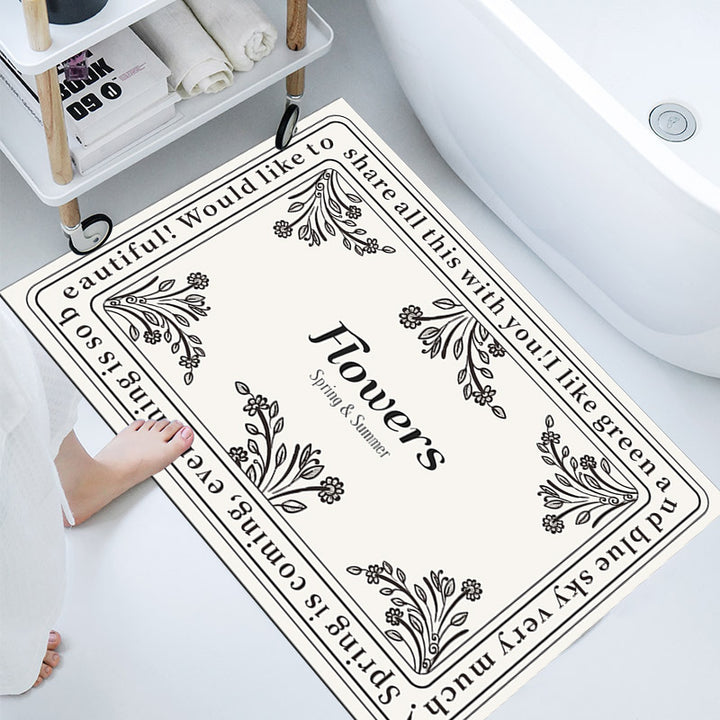 Floral-Themed Bathroom Mat