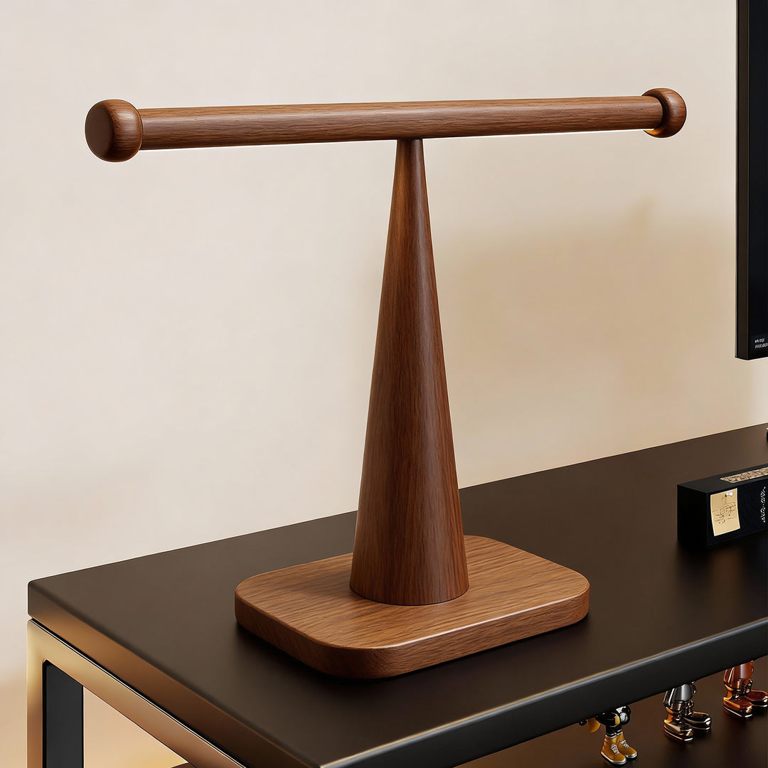 Wooden T-Bar Necklace and Bracelet Display Stand with Stable Rectangular Base
