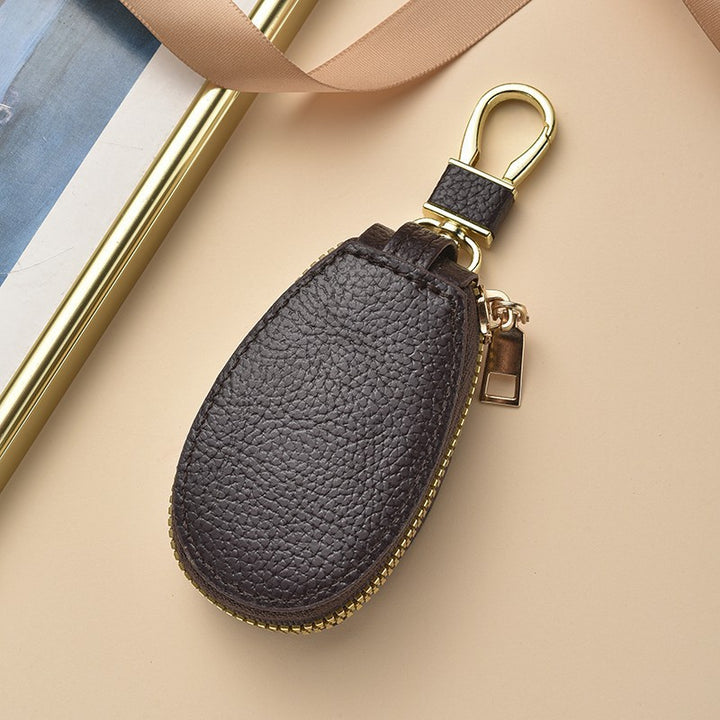 Compact Textured Leather Keychain Pouch Kalsten