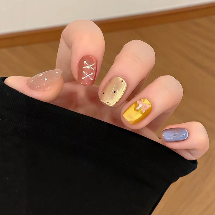 Artistic Press-On Nail Set with Unique Patterns Kalsten